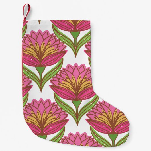 Blumenhelligkeit: Rot weiß Vintag. Kleiner Weihnachtsstrumpf (Vorderseite)