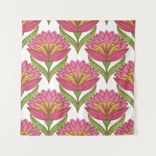 Blumenhelligkeit: Rot weiß Vintag. Wandteppich