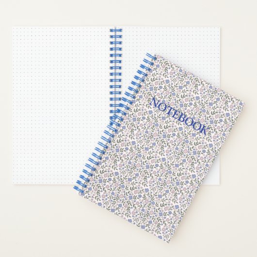 Blumenhellrosa blaues SpiralNotebook Notizblock (Innen)