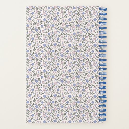Blumenhellrosa blaues SpiralNotebook Notizblock (Rückseite)