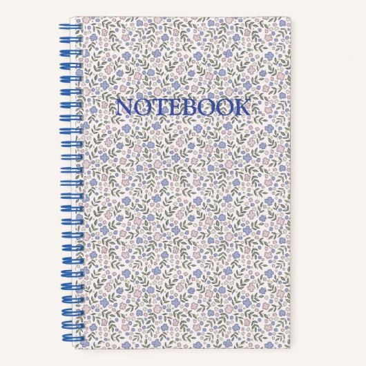 Blumenhellrosa blaues SpiralNotebook Notizblock (Vorderseite)