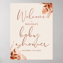 Blumenherbst Herbst Babydusche Begrüßungszeichen Poster