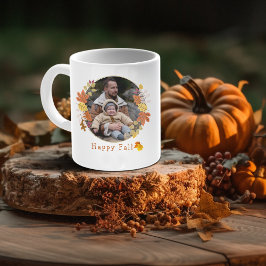 Blumenherbstkranz Foto Kaffee Tasse