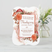 Blumenherbstleaale Pilz-Erntedank Einladung (Stehend Vorderseite)