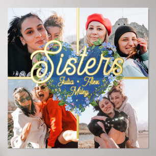 Blumenherz 4 Foto Collage Schwestern BESTE FREUNDI Foliendrucke