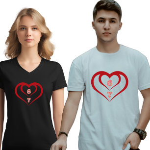 Blumenherz 6 7 Meme Valentinstag Passendes Obertei T-Shirt
