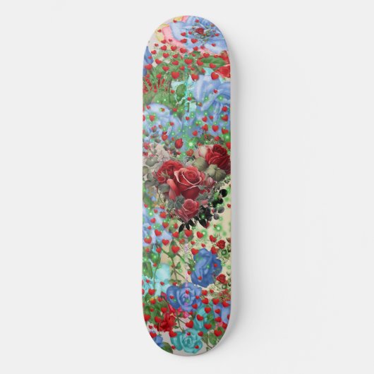 Blumenherz auf Collage Skateboard (Vorderseite)