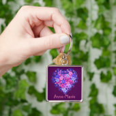 Blumenherz auf Lila Schlüsselanhänger mit benutzer (Hand)