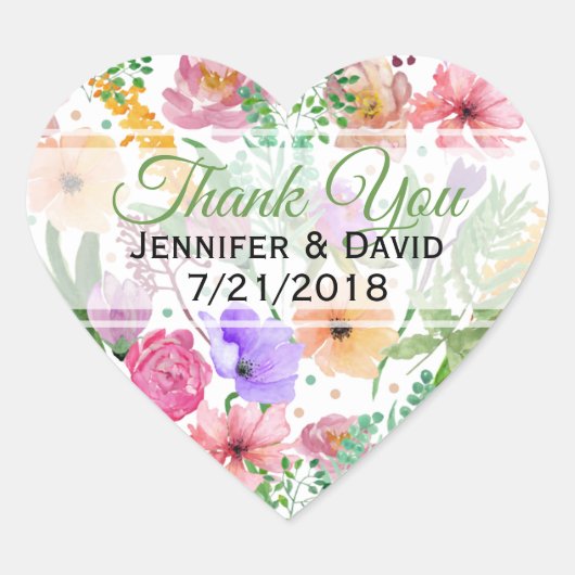 Blumenherz Custom Wedding Favor Sticker (Vorderseite)