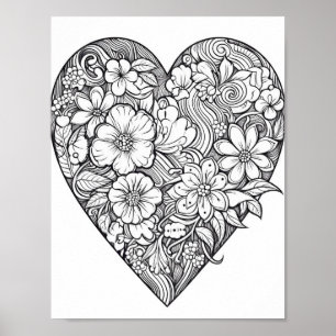 Blumenherz-Farbplakat Poster