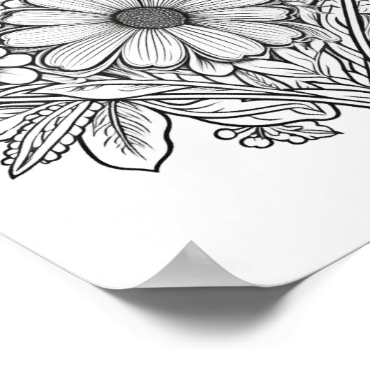 Blumenherz-Farbplakat Poster (Ecke)