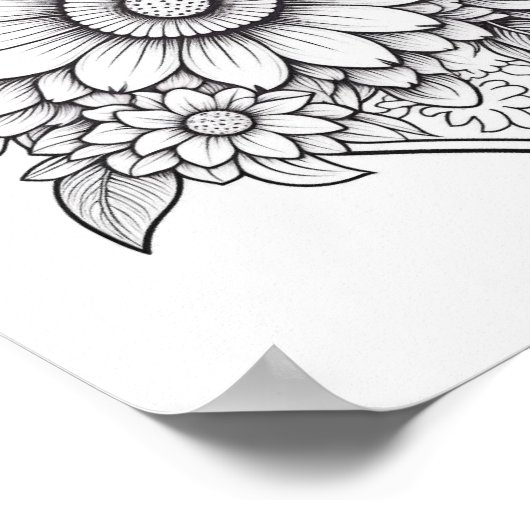 Blumenherz-Farbplakat Poster (Ecke)