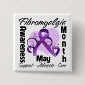 Blumenherz - Fibromyalgie Monat des Bewusstseins Button (Vorderseite)