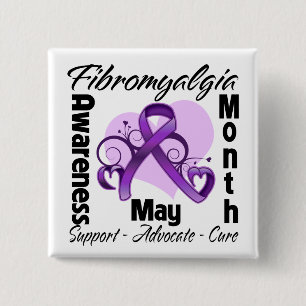 Blumenherz - Fibromyalgie Monat des Bewusstseins Button