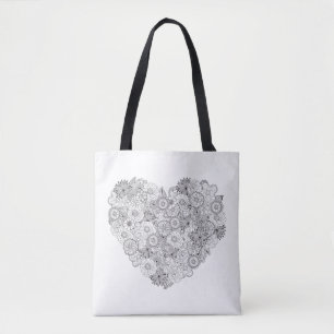 Blumenherz-Gekritzel 2 Tasche