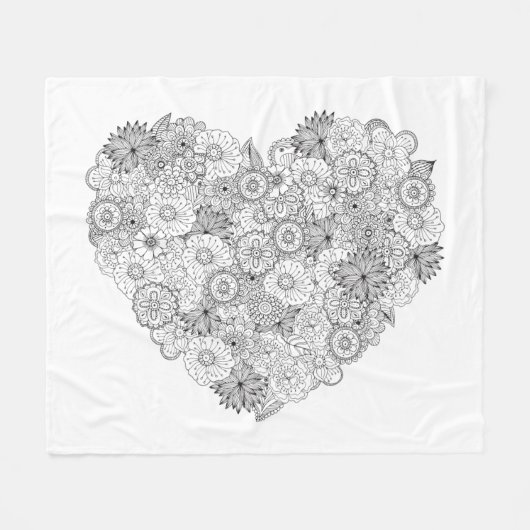 Blumenherz-Gekritzel Fleecedecke (Vorderseite (Horizontal))