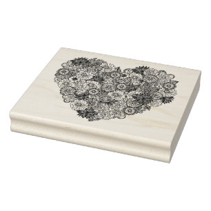 Blumenherz-Gekritzel Gummistempel