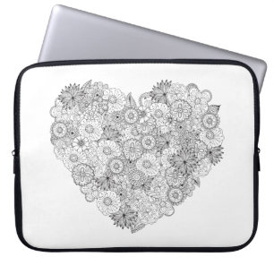 Blumenherz-Gekritzel Laptopschutzhülle