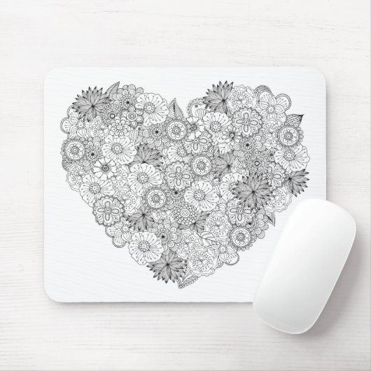 Blumenherz-Gekritzel Mousepad (Mit Mouse)