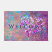 Blumenherz Gold Antike Handschrift Willkommen Fußmatte (Vorderseite)