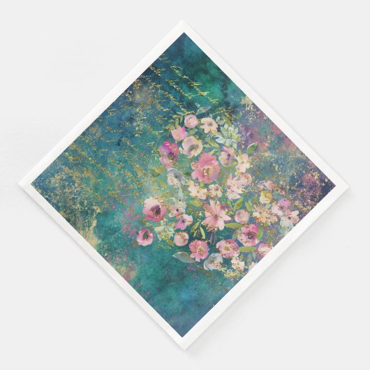 Blumenherz Gold Romantische Handschrift Entsprechu Serviette (Ecke)