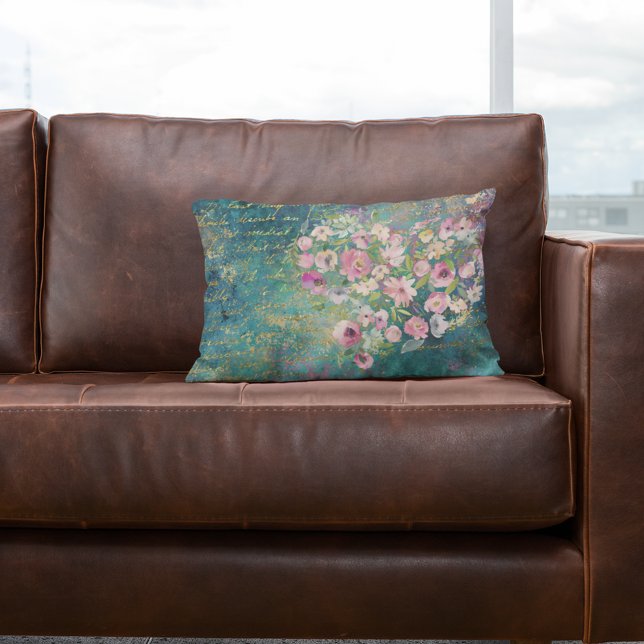 Blumenherz Gold Romantische Handschrift Lendenkissen (Von Creator hochgeladen)