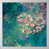 Blumenherz Gold Romantische Handschrift Poster (Vorne)