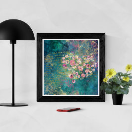 Blumenherz Gold Romantische Handschrift Poster