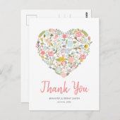 Blumenherz Hochzeit Vielen Dank Postkarte (Vorne/Hinten)