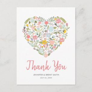 Blumenherz Hochzeit Vielen Dank Postkarte