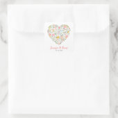 Blumenherz-Hochzeitsticker Quadratischer Aufkleber (Tasche)