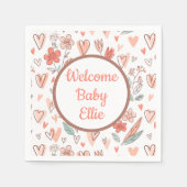 Blumenherz Ihren Namen hinzufügen Serviette (Vorderseite)