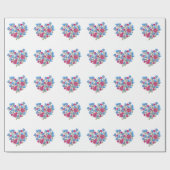 Blumenherz in Aquarellfarben, helle Wildblumen Geschenkpapier (Flach)