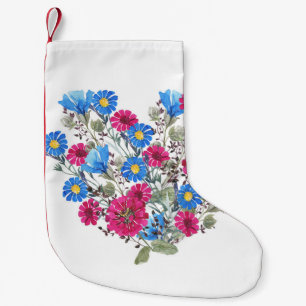 Blumenherz in Aquarellfarben, helle Wildblumen Kleiner Weihnachtsstrumpf