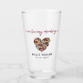 Blumenherz in Love Memory Memorial Keepake Glas (Vorderseite)