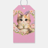 Blumenherz Kawaii Kunst Kätzchen  Geschenkanhänger (Rückseite)