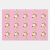 Blumenherz Kawaii Kunst Kätzchen  Geschenkpapier Set (Vorderseite)