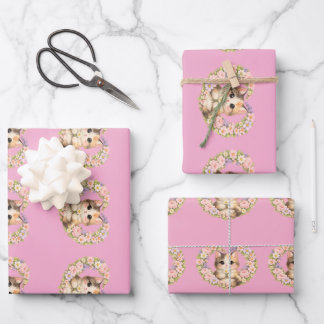 Blumenherz Kawaii Kunst Kätzchen Geschenkpapier Set
