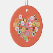 Blumenherz Kunst Liebe Farbiger eigener TEXT Keramik Ornament (Rechts)