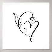Blumenherz - Minimalistische Linie Art Poster (Vorne)