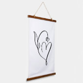 Blumenherz - Minimalistische Linie Art Wandteppich Mit Holzrahmen (Gewinkelt)