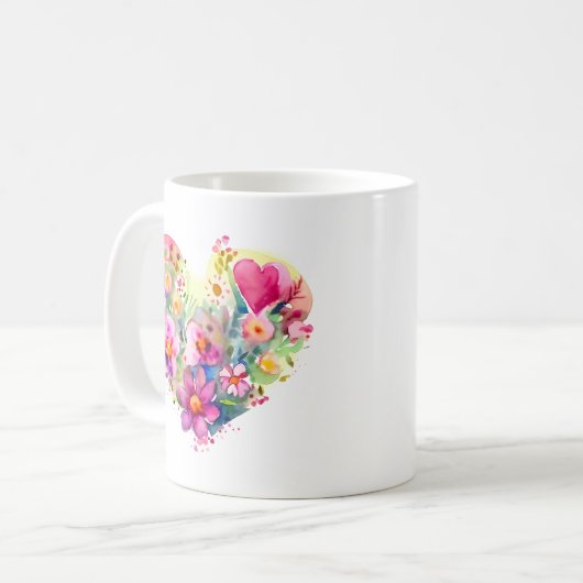 Blumenherz mit inspirierendem Zitat Kaffeetasse (Vorderseite Links)