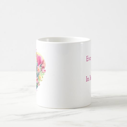 Blumenherz mit inspirierendem Zitat Kaffeetasse (Mittel)