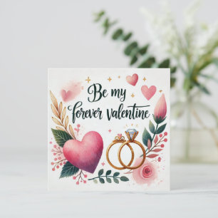 Blumenherz mit Ringen – Sei mein ewiger Valentinst Feiertagskarte