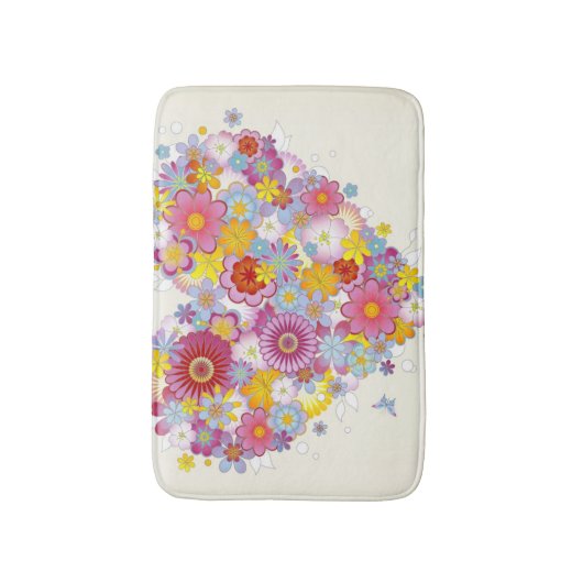 Blumenherz mit Schmetterlingen Badematte (Vorderseite Vertikal)