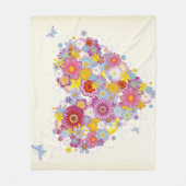 Blumenherz mit Schmetterlingen Fleecedecke (Vorderseite)