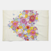 Blumenherz mit Schmetterlingen Küchentuch (Horizontal)