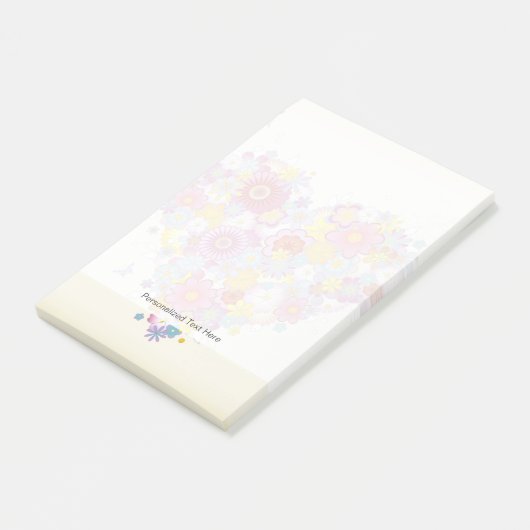 Blumenherz mit Schmetterlingen Post-it Klebezettel (angewinkelt)