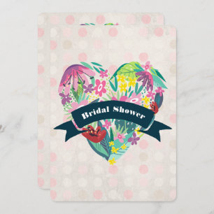 Blumenherz mit tropischen Blume Brautparty Einladung