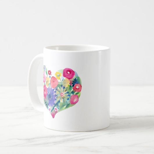 Blumenherz mit Zitat der Ehefrau Kaffeetasse (Vorderseite Links)